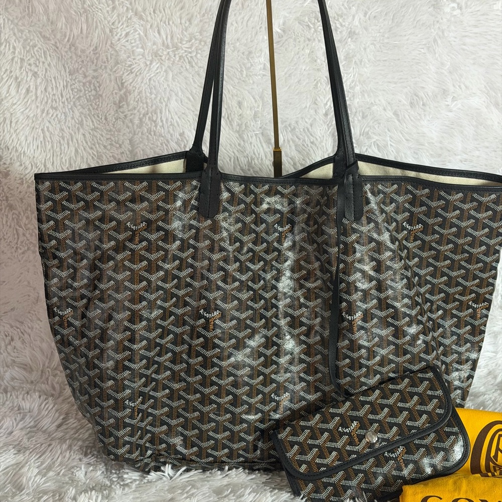 💞💞 Goyard Saint Louis GM Black Tote Bag with Matching Pouch